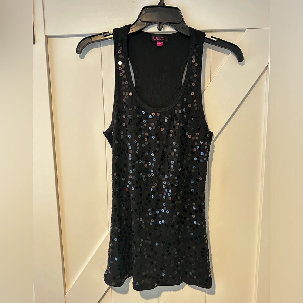 Black Sequins Tank Top